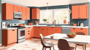 An illustrated guide showcasing the top five kitchen renovation layouts and styles for modern homes, featuring a mix of traditional, contemporary, and minimalist designs.