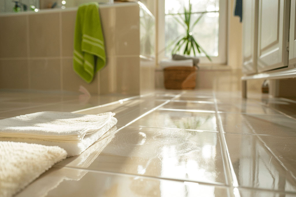 Freshly cleaned grout and tile in a bathroom | How Much Does Tile And Grout Cleaning Cost?
