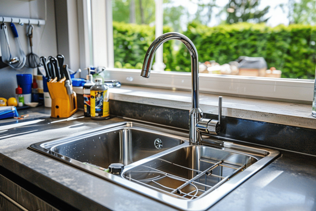 New kitchen sink and faucet installed 