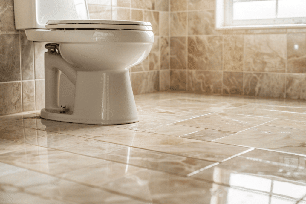 New tile on the floor of a washroom | How Much Does It Cost to Remove Tile?