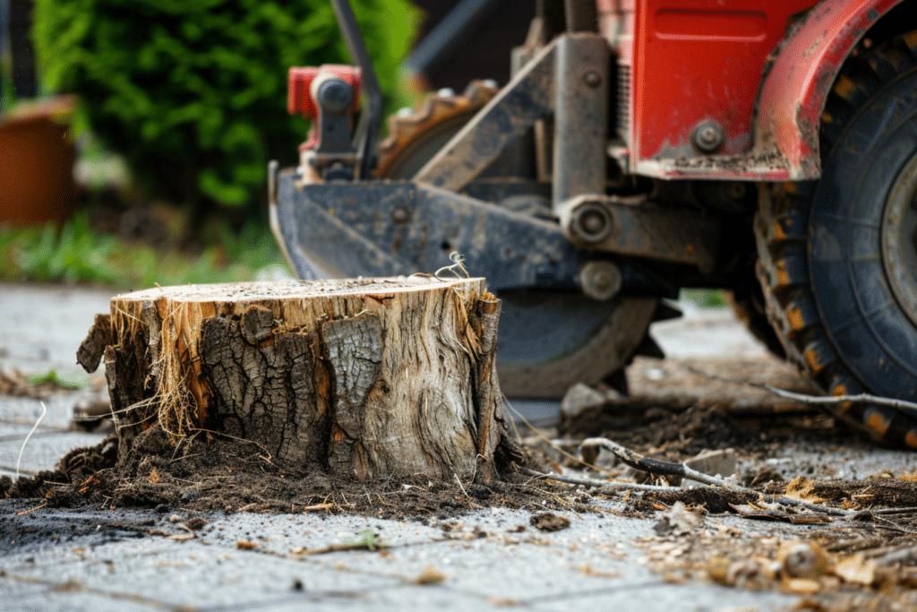Stump Grinder Next to Stump | How Much Does It Cost To Rent A Stump Grinder?