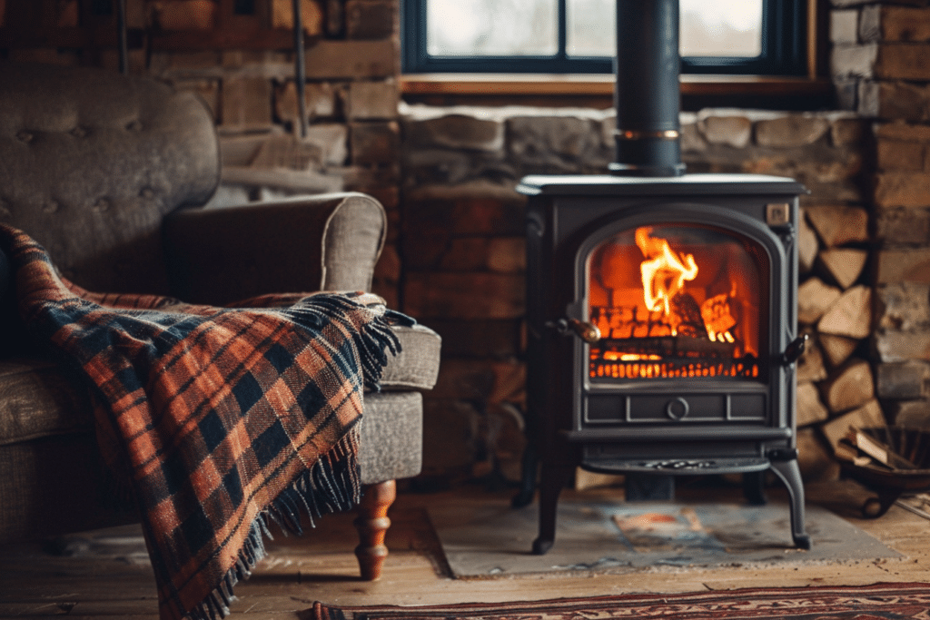 Wood Stove Beside Lounge Chair | How Much Does A Wood Stove Installation Cost?