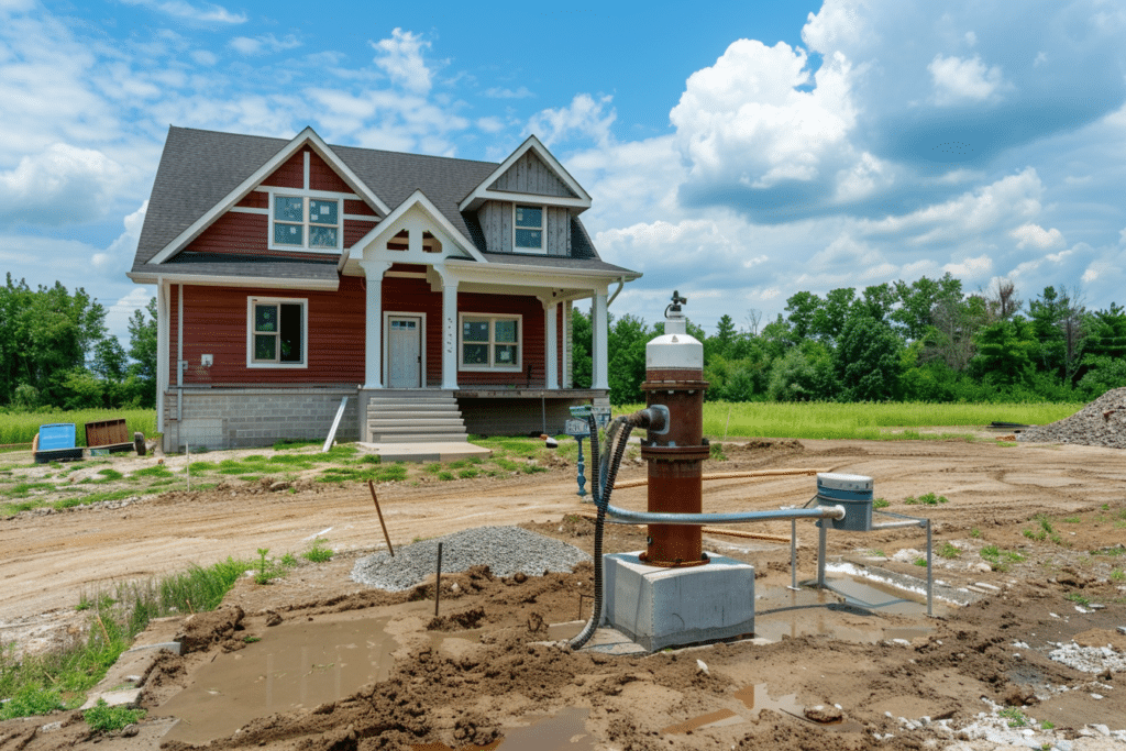 Brand new well pump installed by newly built farmhouse | How Much Does A Well Pump Cost To Replace Or Install?