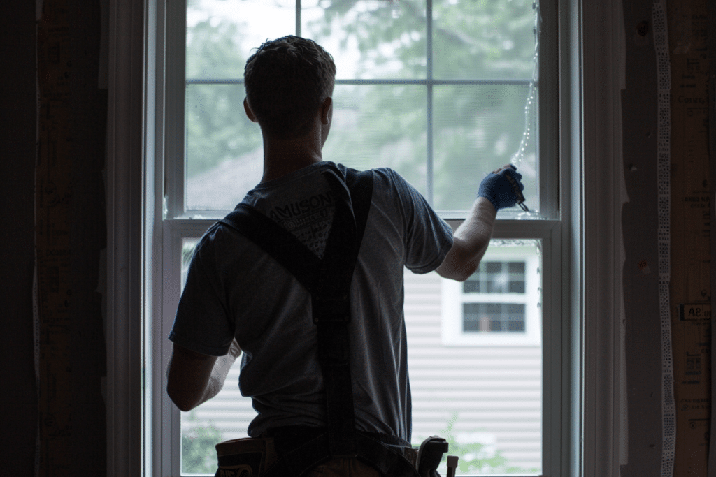 Brand new window screen being installed | How Much Does A Window Screen Replacement Cost?