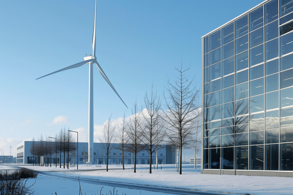 Commercial wind turbine installed at manufacturing facility | How Much Does A Wind Turbine Cost?