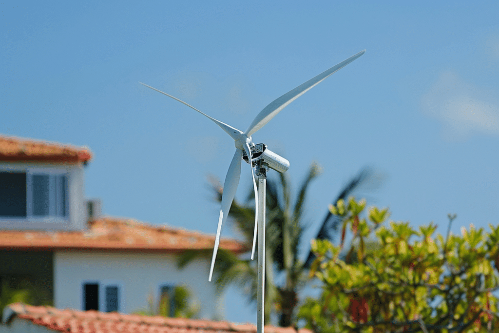 Small home wind turbine installed on top of a house in Florida | How Much Does A Wind Turbine Cost?