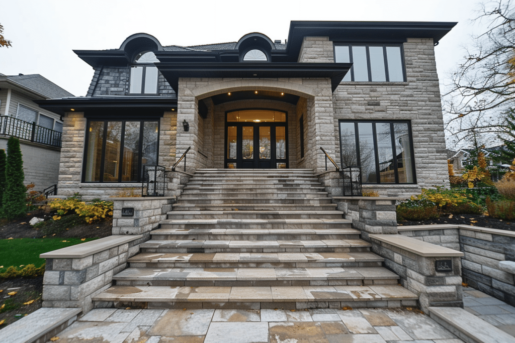 Modern Stone Steps Leading to New Home | How Much Do Stone Steps Cost?