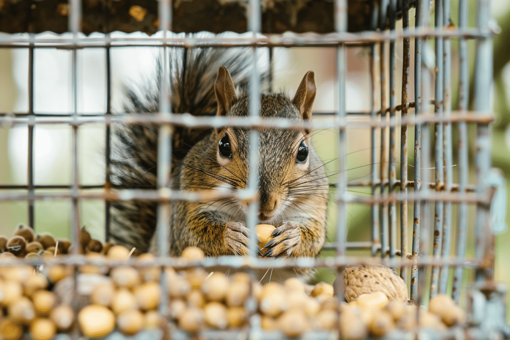Captured squirrel inside of gated trap | How Much Does Squirrel Removal Cost?