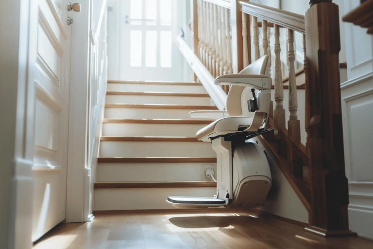 stair lift inside of traditional american home