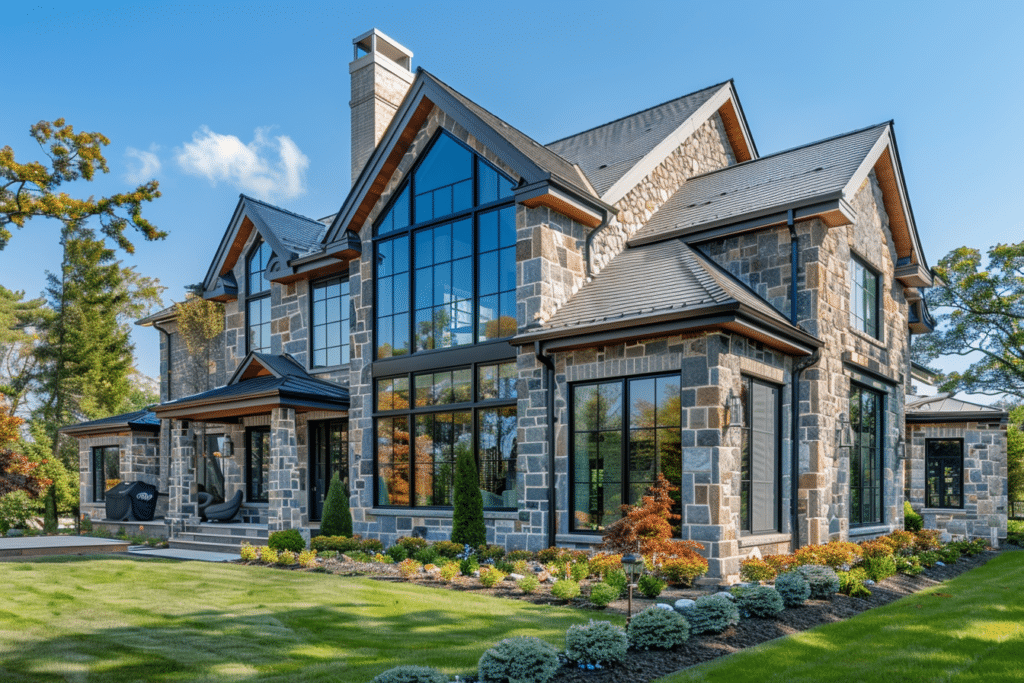 Stone Veneer Siding on Large Home | How Much Does Stone Veneer Siding Cost to Install?