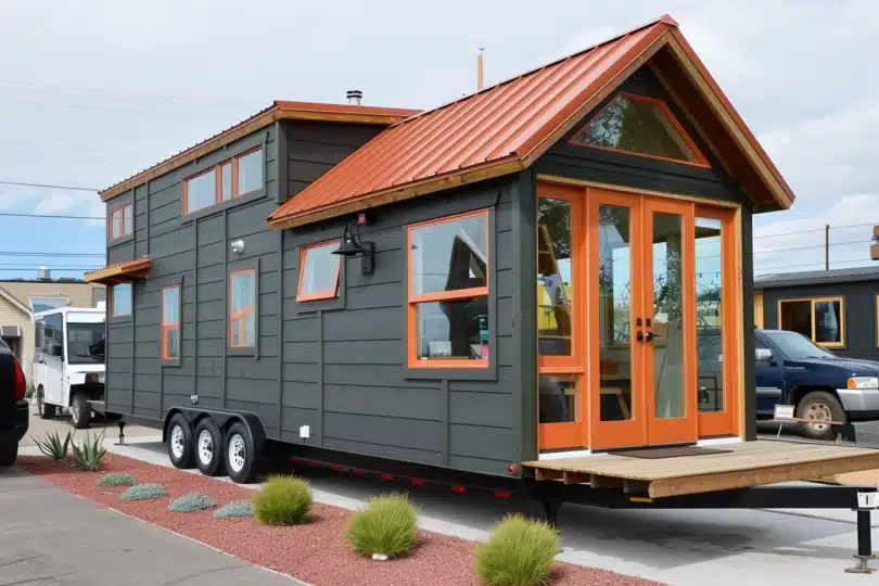 Tiny house being transported on the back of a truck  |  How Much Does A Tiny House Cost?