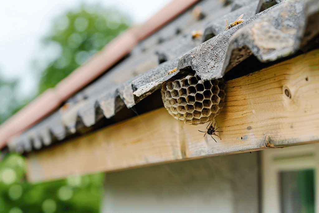 Wasp nest in metal roof of suburban home | How Much Does Wasp Nest Removal Cost?