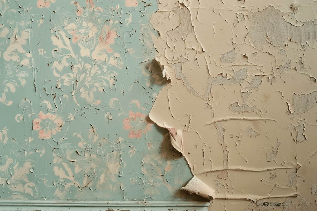 Yellowed wallpaper needing to be removed from the wall | How Much Does It Cost To Remove Wallpaper?