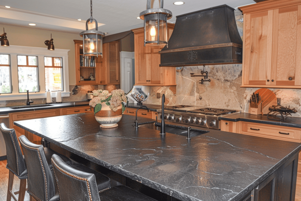 Slate countertop installed | Slate Countertops Costs, Colors, And Pros & Cons