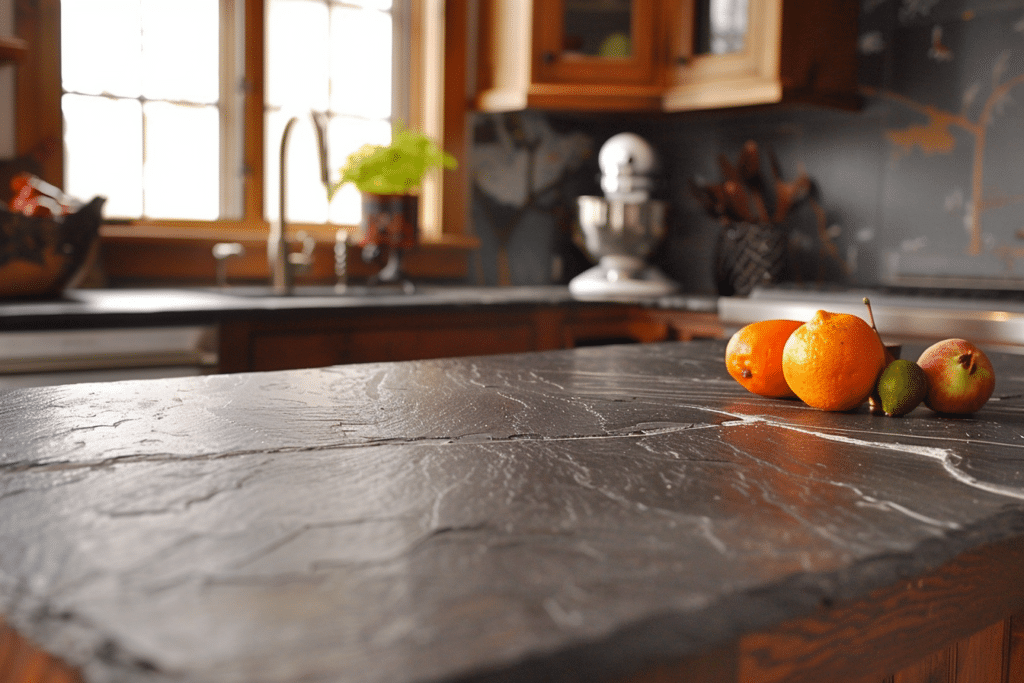 Slate countertop island | Slate Countertops Costs, Colors, And Pros & Cons